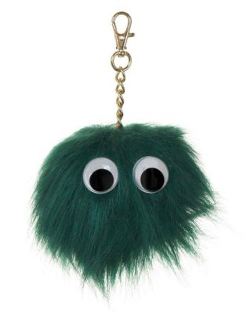 Topshop Google Eye Faux Fur Pom Pom Keyring - TEAL