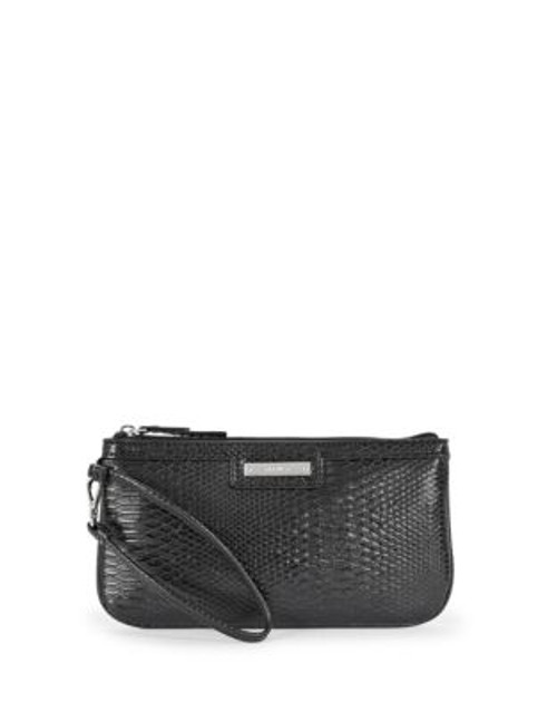 Nine West Large Snake-Embossed Wristlet - BLACK