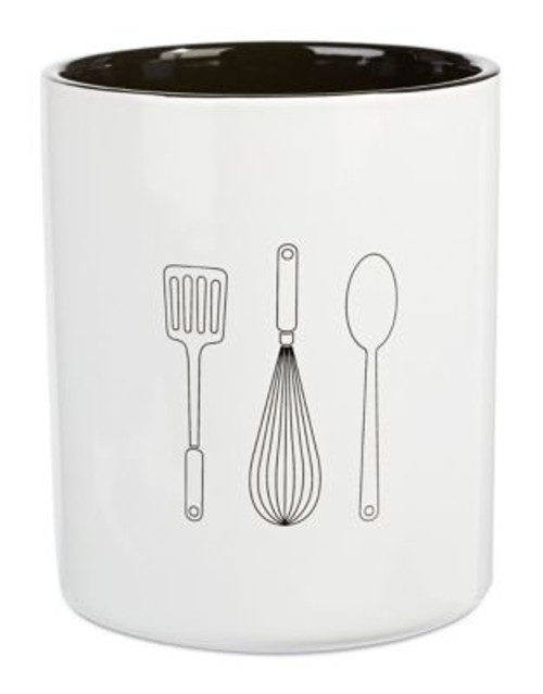 Maison Plus Printed Kitchen Utensil Holder - BLACK