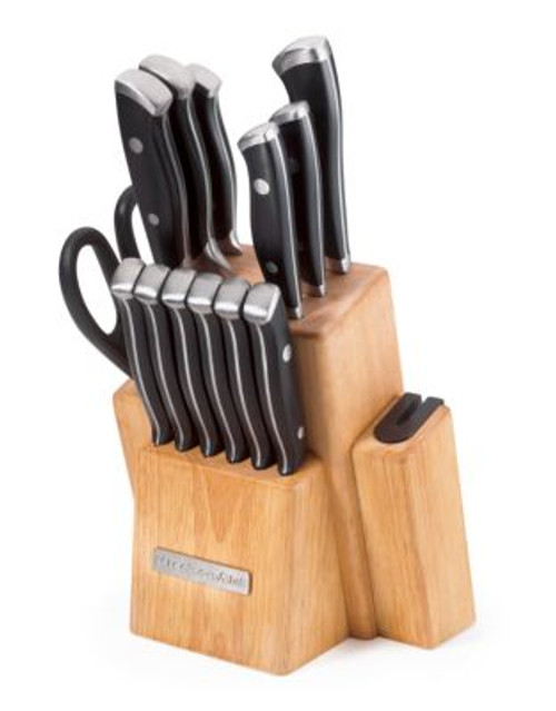 Kitchenaid Dual 14 Piece Rivet Forged Cutlery Set - BROWN