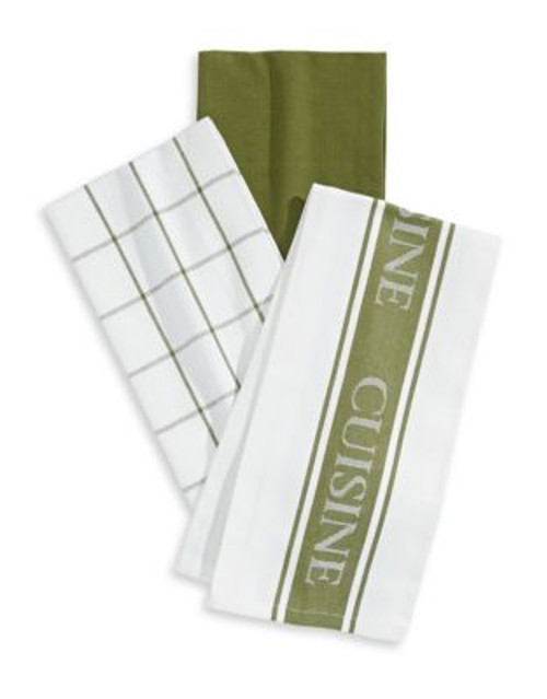 Bon Appetit Three-Piece Tea Towel Set - GREEN