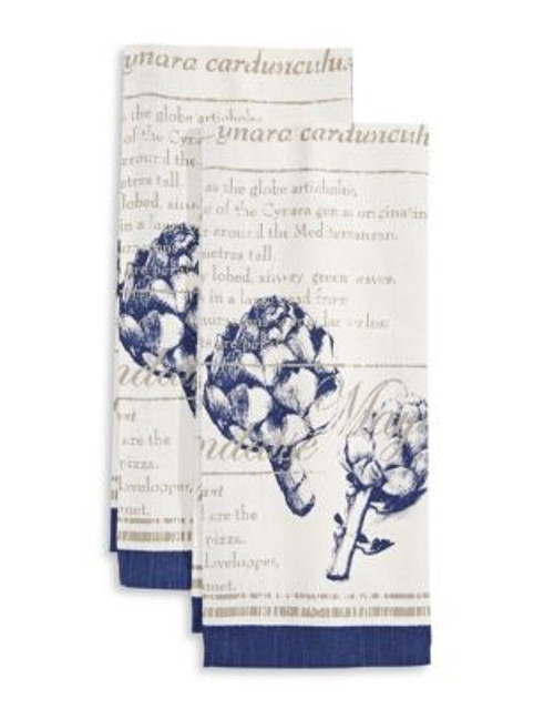 Bon Appetit Two-Piece Recipe Tea Towel Set - BLUE