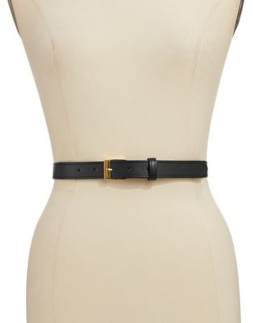 Lauren Ralph Lauren Smooth Leather Belt - BLACK - MEDIUM