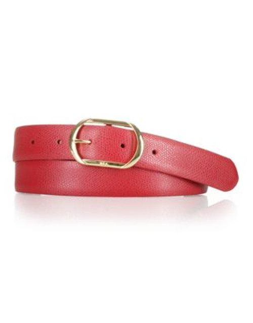 Lauren Ralph Lauren Leather Belt - RED - SMALL
