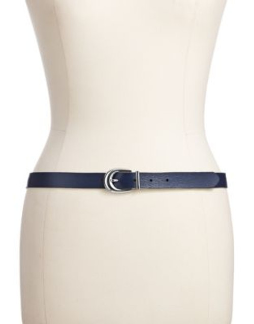 Lauren Ralph Lauren Gold Rush Reversible Leather Belt - NAVY/PAPAYA - SMALL