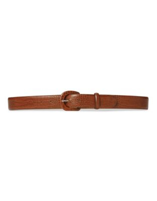 Lauren Ralph Lauren Croc-Embossed Leather Belt-BOURBON - BOURBON - X-LARGE