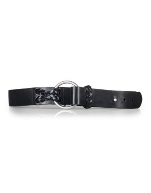 Lauren Ralph Lauren O-Ring Leather Belt - BLACK - MEDIUM