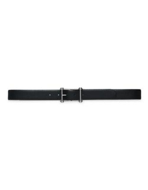 Lauren Ralph Lauren Pebbled Leather Belt - BLACK - MEDIUM