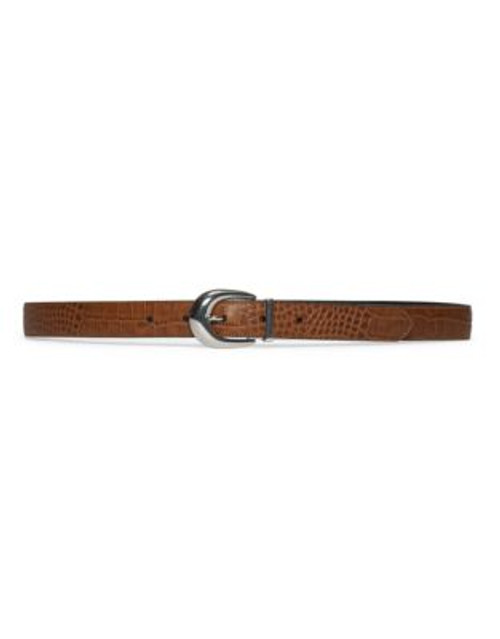 Lauren Ralph Lauren Reversible Croc-Embossed Belt - BOURBON/BLACK - SMALL