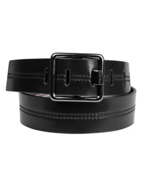 Calvin Klein Patent double centre stitch belt - BLACK - MEDIUM