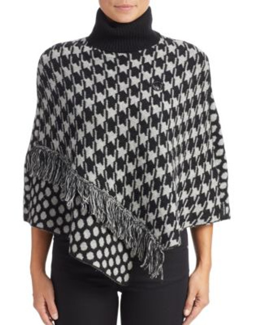 Armani Jeans Dot and Houndstooth Poncho - BLACK - SMALL