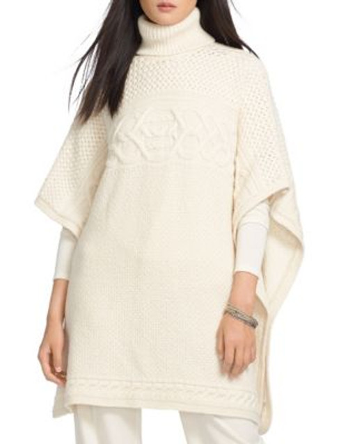 Lauren Ralph Lauren Wool-Alpaca Turtleneck Poncho-NATURAL - NATURAL - LARGE/X-LARGE