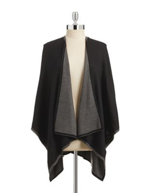 Lord & Taylor Reversible Tipped Wrap - BLACK