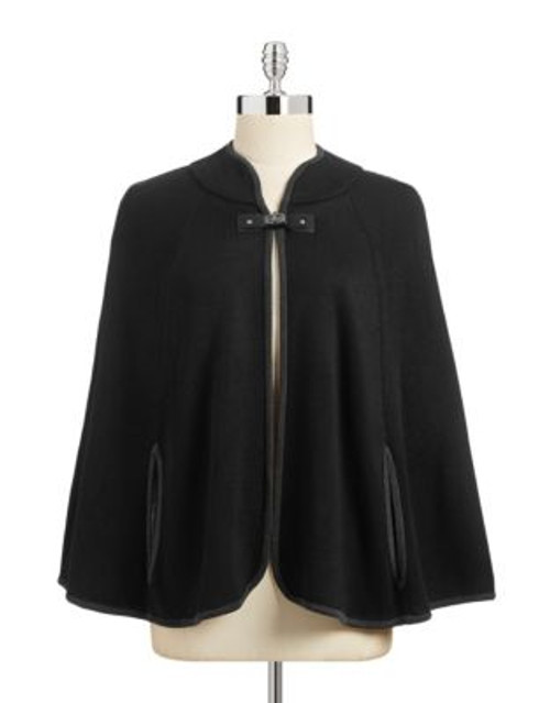 Calvin Klein Framed Twist Lock Capelet - BLACK