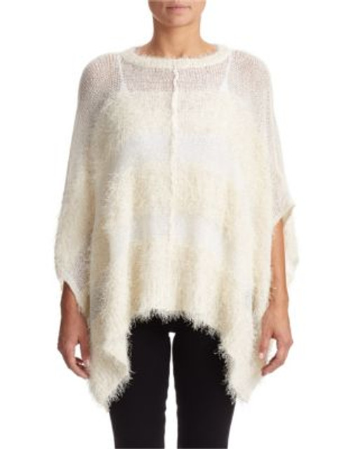 Dkny Jeans Eyelash Yarn Poncho - WHITE - SMALL/MEDIUM