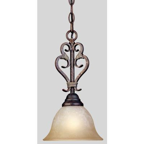 Olympus Tradition Collection 1-Light Mini Pendant in Crackled Bronze with Silver