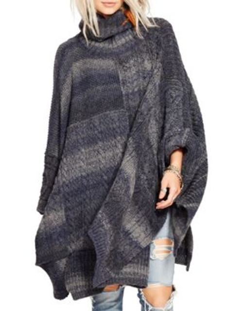 Denim & Supply Ralph Lauren Patchwork Wool Poncho - BLUE