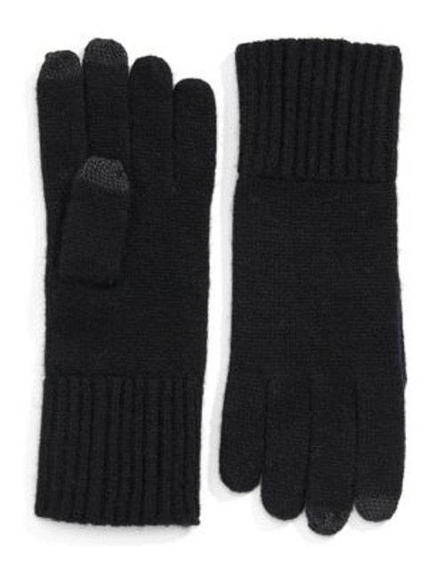 Lord & Taylor Ribbed Cashmere Texting Gloves - BLACK