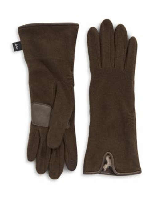 Echo Notched Cuff Touchscreen Gloves - DARK BROWN - SMALL