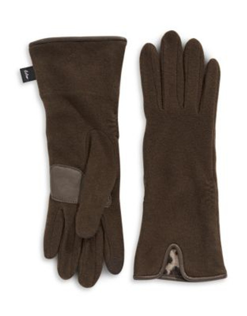 Echo Notched Cuff Touchscreen Gloves - DARK BROWN - LARGE