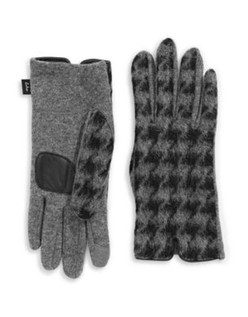 Echo Touch Houndstooth Wool-Blend Gloves - GREY - MEDIUM