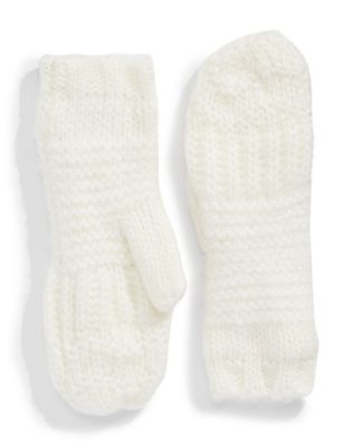 Echo Eyelash Fleece-Lined Mittens - WHITE