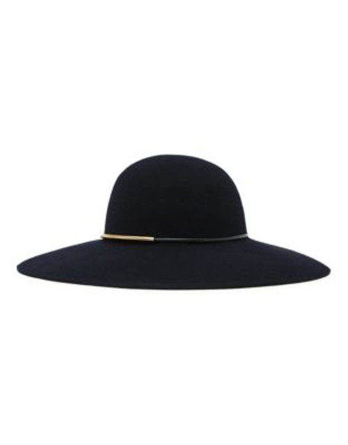 Reiss Wide-Brim Wool Hat with Metal Bar - NAVY - MEDIUM