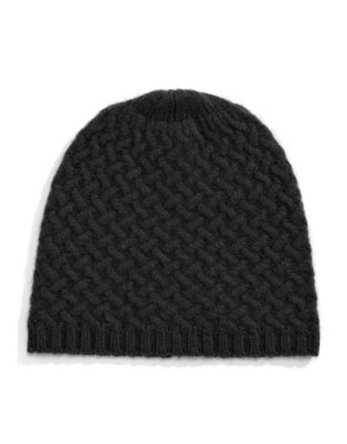 Lord & Taylor Cashmere Basketweave Tuque - BLACK