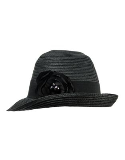 Nine West Packable Cloche with Flower Detail - BLACK