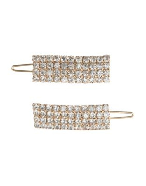 Expression 2 Pack Rectangular Rhinestone Hair Clips - GOLD