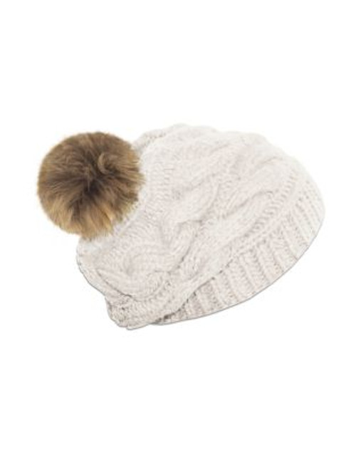 Rella Nostalgia Beret with Fur Pom - NATURAL