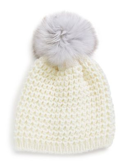 Kiwi Knit Tuque with Fox Fur Pom Pom - IVORY