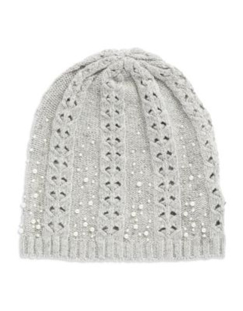 Lauren Ralph Lauren Embellished Knit Hat - FAWN GREY HEATHER