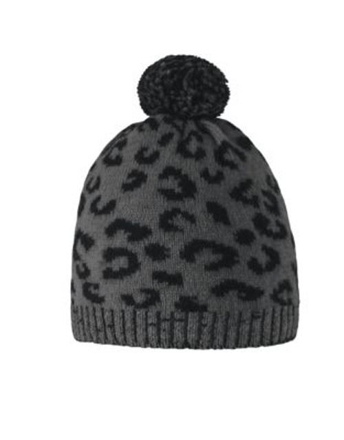 Rella Le Chat Leopard Print Tuque - GREY