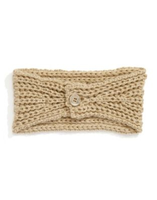 Calvin Klein Metallic Stretch Knit Headband - ALMOND