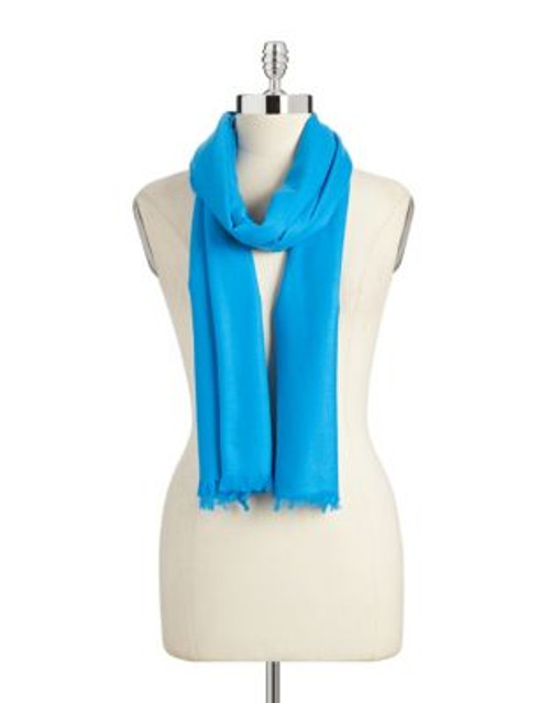 Lord & Taylor Wool-Silk Blend Wrap Scarf - BLUE