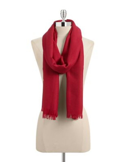 Lord & Taylor Wool-Silk Blend Wrap Scarf - DEEP RED