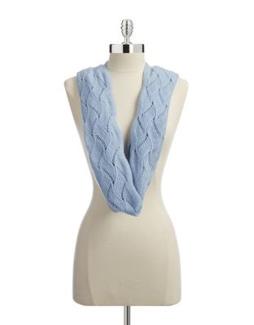 Lord & Taylor Pointelle Cashmere Loop Scarf - BLUE HEATHER
