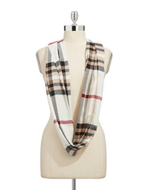 Lord & Taylor Plaid Loop Scarf - IVORY