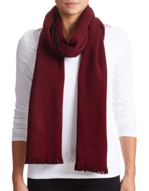 Calvin Klein Double Faced Fringe Scarf - PORT/BLACK