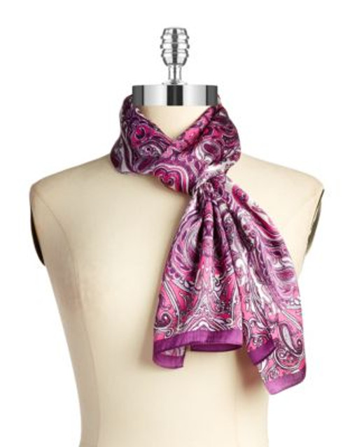 Echo Rectangular Silk Scarf in Paisley - FOREST BERRY