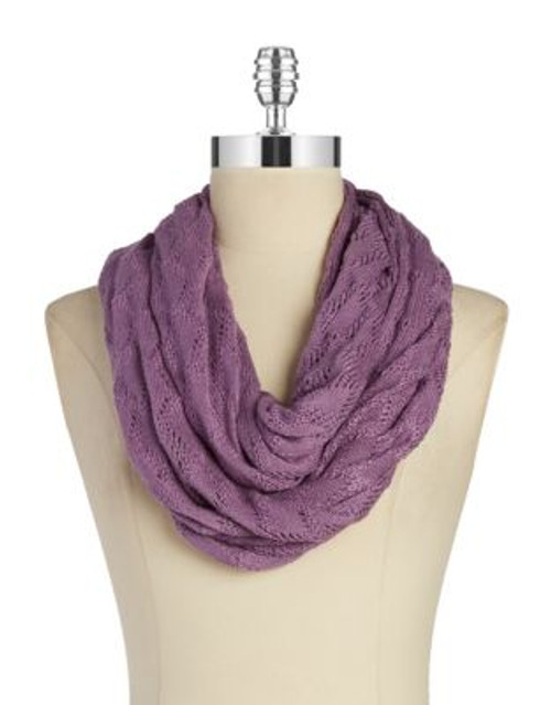 Echo Scalloped Knit Crochet Scarf - VIOLA HEATHER