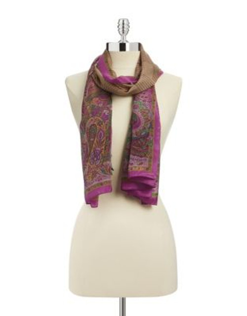 Lauren Ralph Lauren Floral Check Silk Wrap - DOLCE PINK