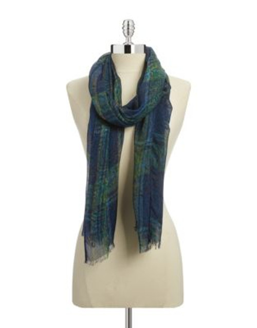 Lauren Ralph Lauren Plaid Print Wrap Scarf - NAVY