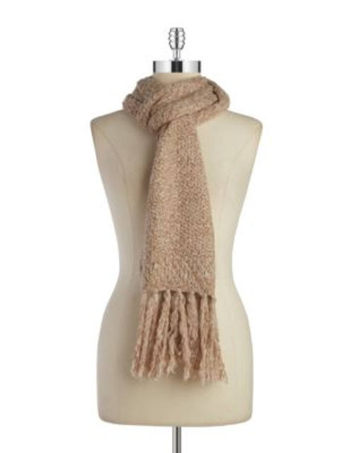 Lauren Ralph Lauren Metallic Chunky Knit Fringe Scarf - CAMEL HEATHER