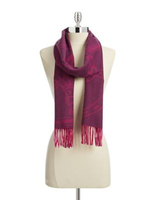 Lauren Ralph Lauren Jacquard Bridle Wool Scarf - PLUM/FUCHSIA