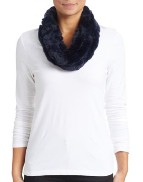 Surell Rex Rabbit Fur Loop Scarf - ROYAL BLUE