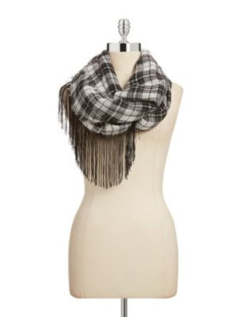 Collection 18 Boxed Plaid Fringe Infinity Scarf - SPANISH OLIVE