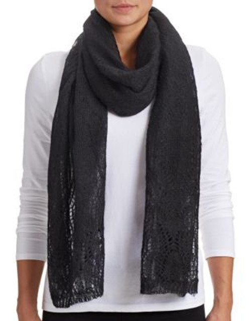 Lauren Ralph Lauren Mohair-Blend Open Knit Scarf - BLACK