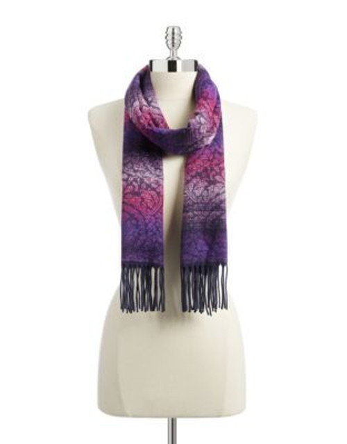 Lord & Taylor Paisley Print Stripe Scarf - MUTED BERRY